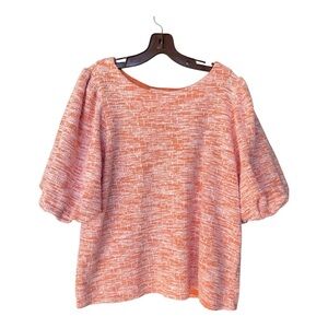 MELLODAY Orange Puff Sleeve Blouse Relaxed Fit